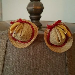 Vintage Panama hat earrings.